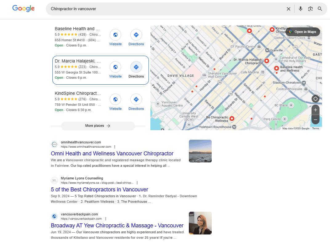 Local SEO - Chiropractor in Vancouver